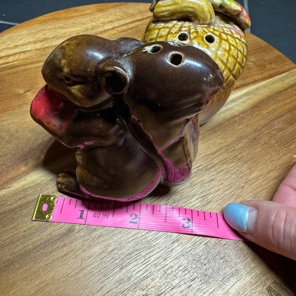 Vintage Ceramic Squirrel and Acorn Salt and Pepper Shaker Set Brown Fall Decor